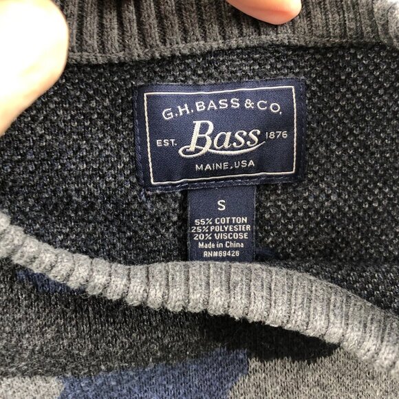 G.H. Bass & Co. Mens SweeaterSmall Gray Blue Camouflage Crew Neck Pullover Y2K - Picture 6 of 8